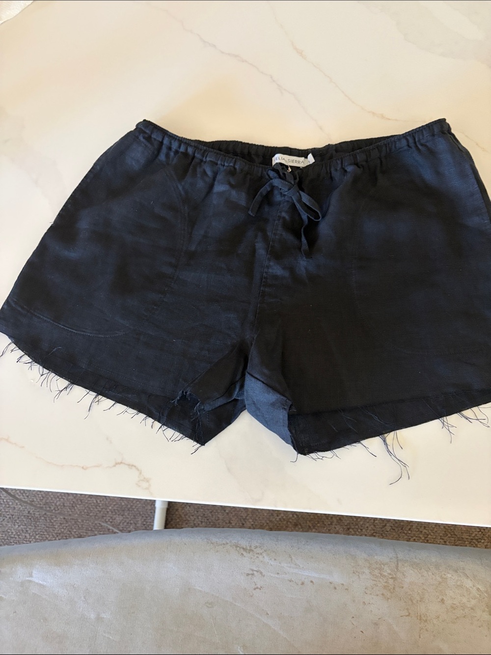 Celia Sierra Women's High-Waist Black Linen Drawstring Shorts